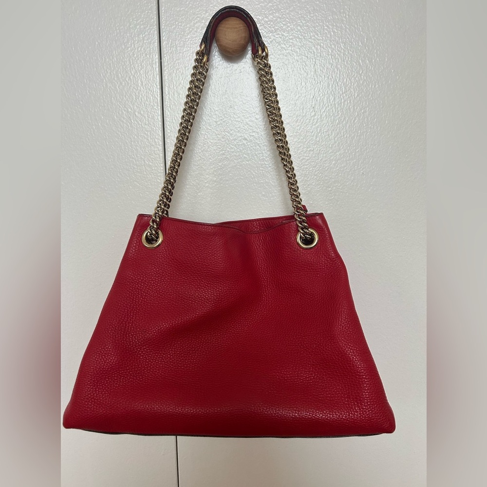 Gucci Cellarius Calfskin Medium Soho Chain Shoulder Bag Vibrant Red - Picture 3 of 8